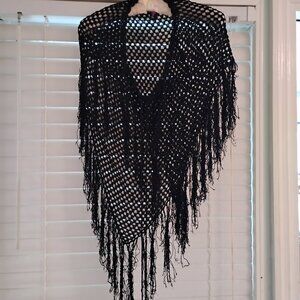 100% black, sparkly rayon shawl.